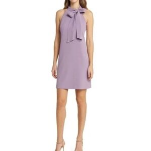 NWT Vince Camuto Bow Neck Sleeveless Crepe Shift Dress